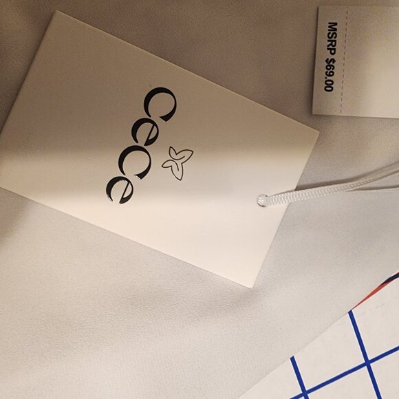 Cece Elbow Sleeve Open Collar Blouse NWT White XXL Faint Discoloration - Picture 6 of 12